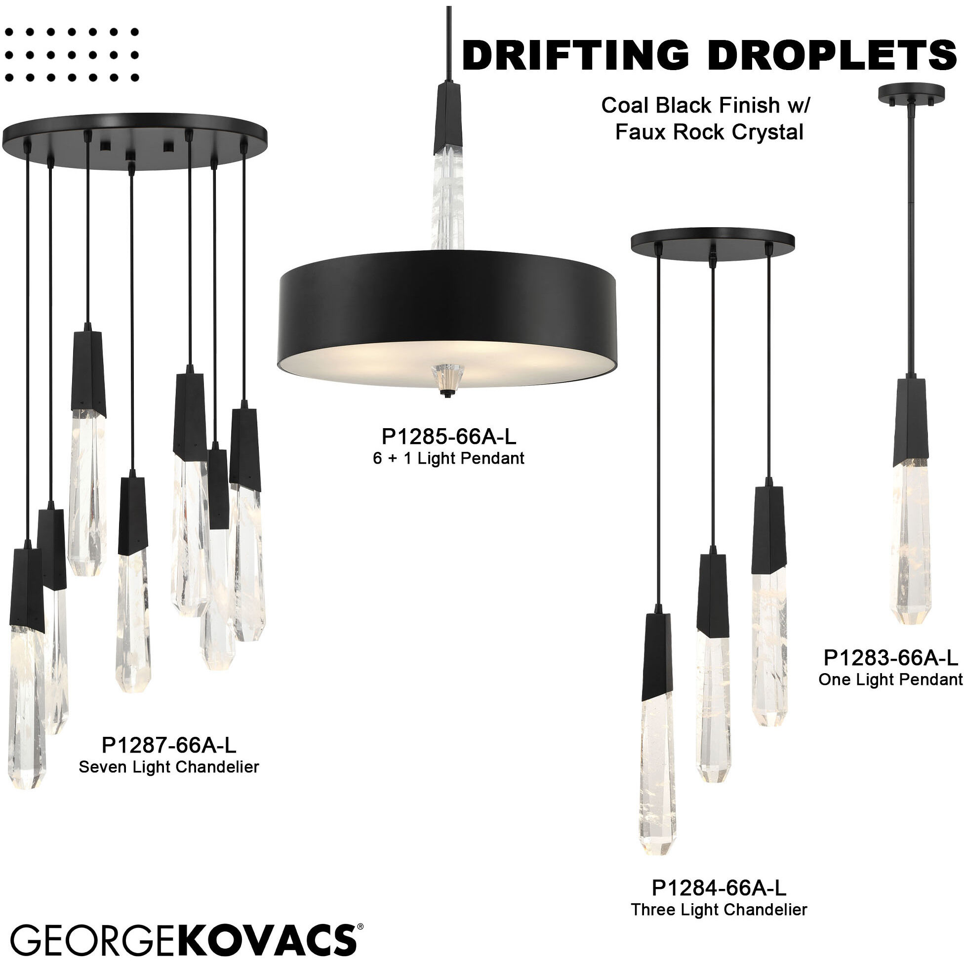 Drifting Droplets LED Coal Pan Pendant Ceiling Light